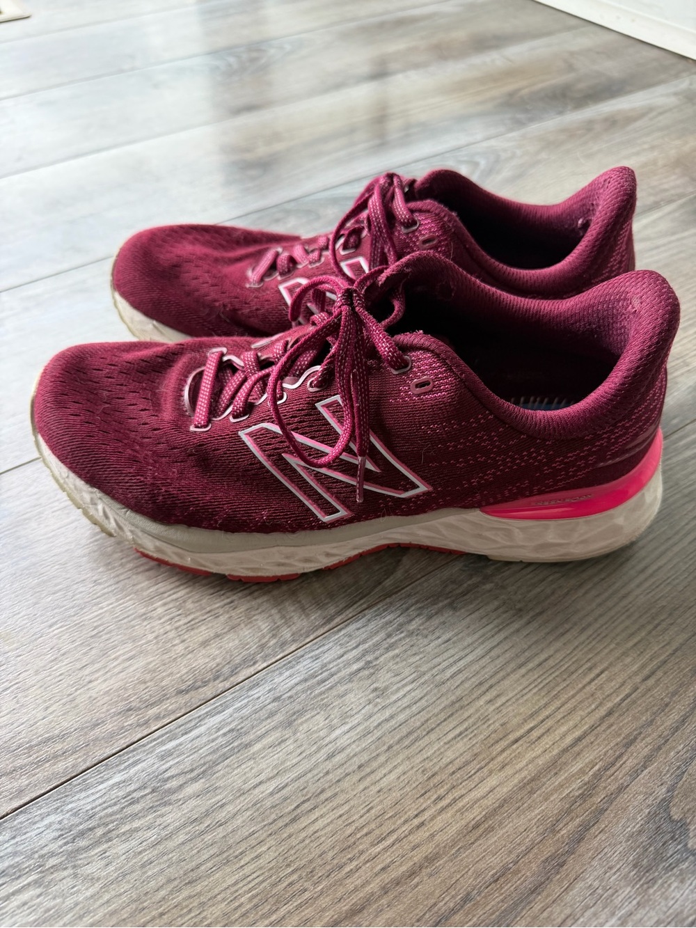 New Balance Women's Maroon and Pink Running Sneakers